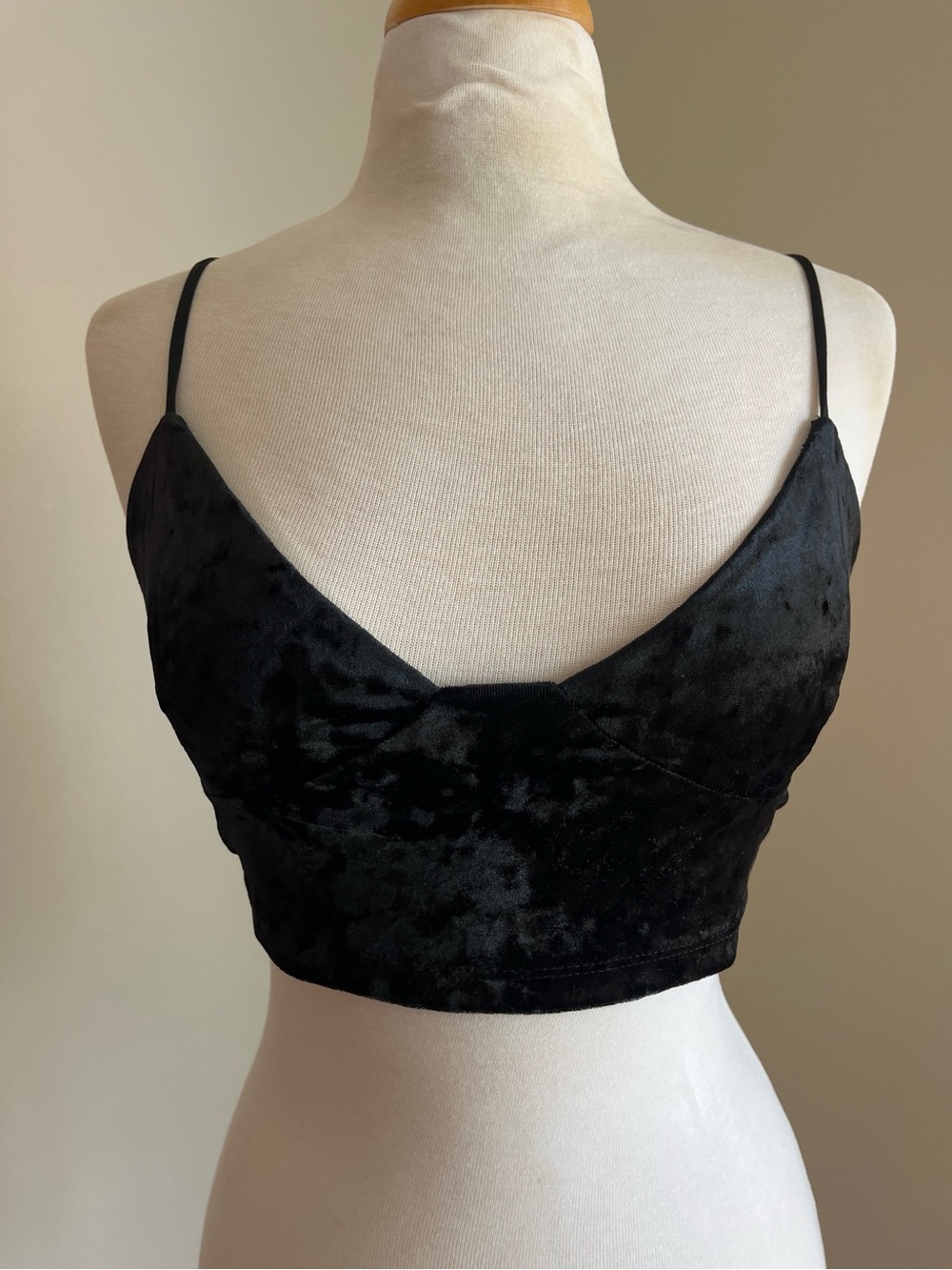 ZARA Black velvet crop top